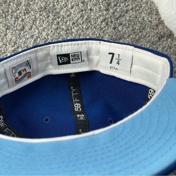 New Era New York Mets Fitted Hat 2000Subway Series patch Icy Blue UV Size 7 1/4 - Picture 10 of 10